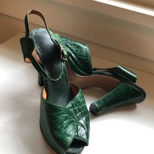 40’s Green Peep Toe Platforms